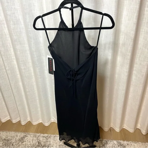 Ralph Lauren Black Sheer Halter Midi Formal Cocktail Dress - Medium - Picture 10 of 13